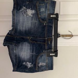 Ripped denim shorts